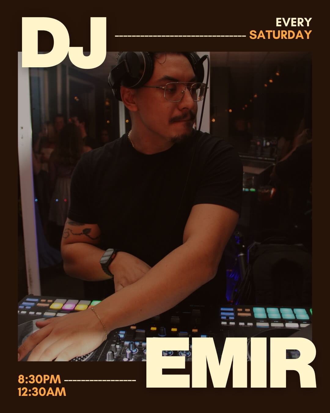 DJ Emir performing live every Saturday at Spritz City Bistro in Stuart Florida, weekend DJ nightlife, cocktail bar music, downtown Stuart nightlife